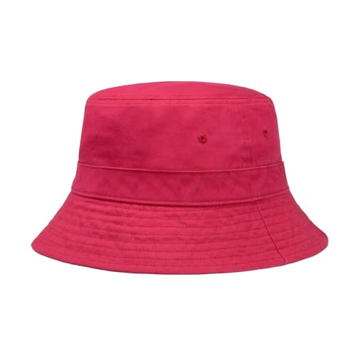 Hot Summer Bucket Hat - Trendy Cotton Sun Hat for Beach, Golf, Fishing - Fun Outdoor Vacation Boonie for Men and Women - color: French Rose