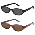 Retro Oval Sunglasses for Women Men Y2k Narrow Cat Eye Sunnies Skinny Shades AR82299 - color: 07. Black/Grey+tortoise/Brown