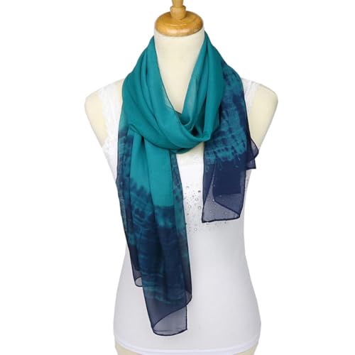 Xyueanlo Women's Chiffon Scarf Lightweight Scarves Fashion Elegant Floral Print Scarfs Shawls - color: Dark Green