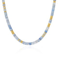 KissYan Boho Beaded Choker Necklace for Women, Gemstone Choker Natural Stone Freshwater Pearl Surfer Necklaces 14K Gold Plated Summer Beach Handmade Jewelry - color: T-Light Blue
