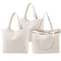 Segarty 3PCS 16.5x13 inch Natural Heavy DIY Tote for Crafting, Ironing and Embroidering, White Canvas Reusable Grocery Shopping Bag with Zipper - size: 16.5"x13.4"x3.9", style: Beige_3pcs