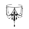 CJIAYUJEW Gothic Arm Cuff Punk Cross Cuff Bracelets Black Crystal Pendant Chain Multi-layer Open Arm Bracelet Summer Jewelry for Women - color: BlackA