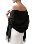 FURTALK Pashmina Shawl Wraps for Women Evening Dresses Blanket Scarves Fashion Scarf Wedding Gifts - color: 01-black