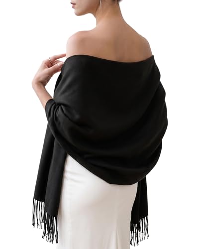 FURTALK Pashmina Shawl Wraps for Women Evening Dresses Blanket Scarves Fashion Scarf Wedding Gifts - color: 01-black