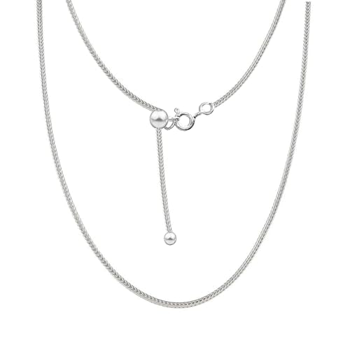LeCalla 925 Sterling Silver Italian Jewelry Adjustable Chain Necklace, Sliding Bolo Chain Necklace for Women Slider Chain 14 to 24 Inch. - color: Fox-Tail Chain