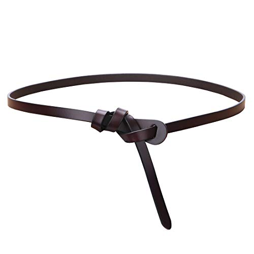 shengweiao Women's Adjustable Leather Belts Fashion Skinny Waist Strap - color: Coffee, size: Medium