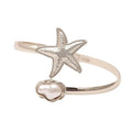 Vivian&CD 14K Gold Plated Starfish Arm Cuff for Women, Adjustable Upper Arm Bracelet Boho Beachy Statement Jewelry Summer Ocean-Themed Armband for Parties & Vacations - style: Peal Silver
