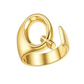 FindChic Customizable Initial Ring Statement 18K Gold Plated Fashion Cuff Rings for Women Alphabet Letter A to Z Resizable Knuckle Ring (with Gift Box) - color: Q