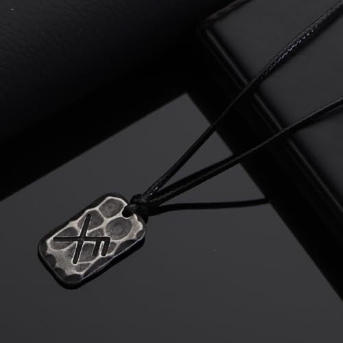 Ankiyabe Stainless Steel Norse Viking Rune Pendant with Adjustable Braided Rope Good Luck/Love/Strenght/Health Viking Symbol Necklace for Men Women - color: GOOD LUCK