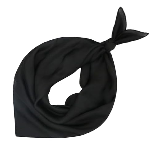 vimate Head Scarf for Women Hair 27'' Square Satin Silk Feeling Bnadana Neck Scarf Handbag Accessories Etc - color: C39#. Black