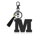 Oubaka Initial Monogram A-Z Keychain for Women, Cute Initial Letter Keychain with Tassel for Handbag Car Key Bag Keyring - color: Black-m