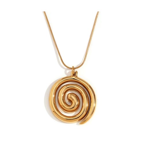 Frodete Statement Necklace for Women Chunky Gold Necklaces Long Pendant Necklace Boho Necklaces Gold Pendant Jewelry Cowboy Chic Style Cowgirl Outfit - color: Z1:Spiral Necklace
