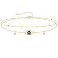 Gold/Sterling Silver Anklet Bracelets for Women Waterproof, Non Tarnish 925 Sterling Sliver Plated Heart Evileye Butterfly Charm, Dainty Summer Beach Anklets for Women, Beach Vacation Bikini Outfits for Her Mom - style: Evil eye-Gold
