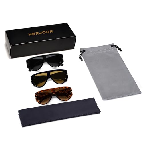 Oversized Retro Aviator Sunglasses Womens Mens 70s Classic Vintage Sun Glasses AR82227 - color: Black+black/Yellow+tortoise/Brown