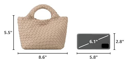 Woven Purses Bag for Women, Vegan Leather Handwoven Bags with Mini Handmade Purse - color: Yello
