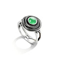 Mulit Circle Cross Lines Thick Top Jade Gem Ring,Silver Plated Cocktail Party Ring,Statement Ring Jewelry Gift for Women - color: RIng_B aventurine