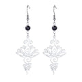 TEAMER Stainless Steel Lotus Flower Dangle Earrings Bohemian Drop Earring Unique Geometric Jewelry for Women - color: Lotus 4-Steel Color