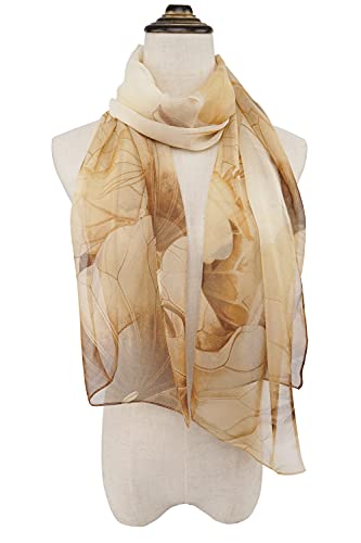 YOUR SMILE Ladies/Women's Lightweight Floral Print/Solid Color mixture Shawl Scarf For Spring Summer season - color: Khaki Flower