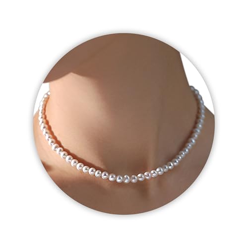Trinckle Pearl Necklaces for Women, Gold Pearl Choker Single Pendant Necklace Layered Daisy Jewelry for Prom Birthday Gifts, Prom Wedding Strands for Bride Bridesmaids as Beach Summer Accessories - style: White necklace