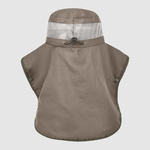 Womens Sun Hat Wide Brim UPF50+ Outdoor Sun Protection Ladies Fishing Hat with Neck Flap Detachable Face Cover - color: Light Green