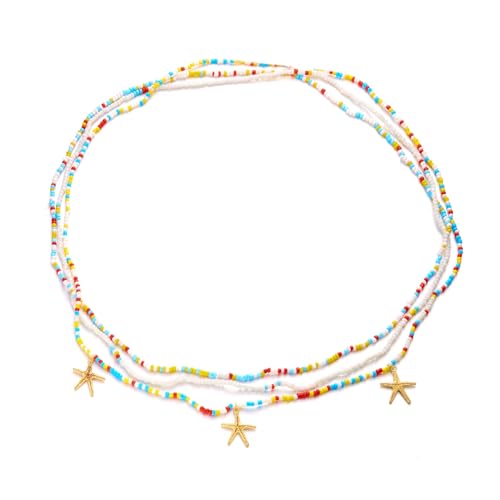 Vivian&CD Mermaid Seashell Starfish Waist Chain for Women, Gold Boho Pearl Shell Conch Belt Chain Waterproof Body Chain for Summer Beach Sexy Bikini Pirate Costume Accessories - style: Beaded starfish