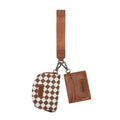 Montana West Wrangler KeyChain Wallet Checkered Wristlet Wallets for Women Western Dual Pouch Wristlet Credit Card Holder Wallet - color: Checkered Brown
