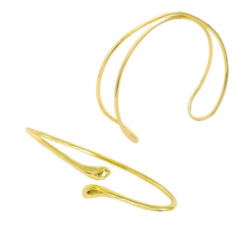 2PCS Gold Arm Cuff Bracelets for Women Jewelry Upper Arm Open Adjustable - style: Style B