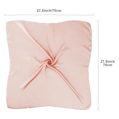 vimate Head Scarf for Women Hair 27'' Square Satin Silk Feeling Bnadana Neck Scarf Handbag Accessories Etc - color: C41#. Pink