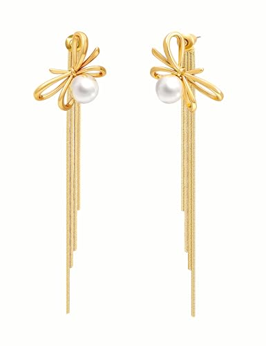 Long Dangle Earrings for Women – Elegant Dainty Tassel 18K Gold Plated Earrings for Womens in Prom Lightweight and Hypoallergenic Dangling Gold Earings for Women and Teens - color: Isabella Gold