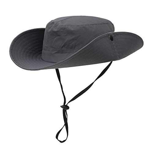 Womens Summer Sun Hat Beach Hat Wide Brim Outdoor UV Protection Hat Foldable Cool Mesh Ponytail Bucket Hat - color: Grey