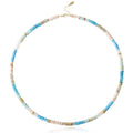 Beaded Gemstone Necklaces for Women Colorful Boho Choker Necklace Beauty And Spirit For Women (blue-silver) - color: blue