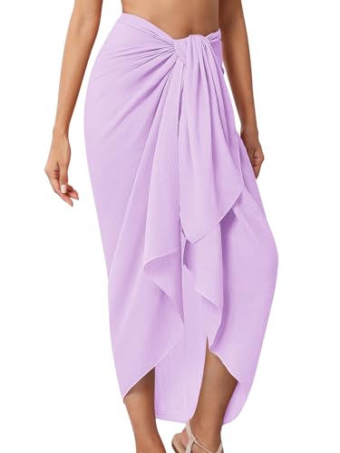 QIANXIZHAN Women's Swimsuit Cover Up,Beach Sarong Wrap Bottom Coverup for Women Short Skirt - color: 1purple