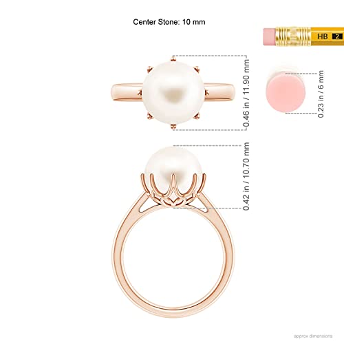 Angara Freshwater Pearl Crown Ring in Silver/14K Solid Gold/Platinum | Freshwater Pearl Solitaire Ring for Women | June Birthstone, Anniversary Jewelry Gift - color: Rose Gold, size: 4.5