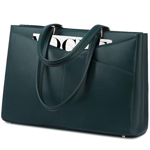 LOVEVOOK Laptop Bag for Women 15.6 Inch Tote Bags Waterproof Leather Briefcase Computer Women Business Office Work Bag,Forest Green - color: Forest Green 15.6 Inch, size: 15.6 inch