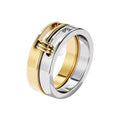 Generation Refined - Silver Gold Stackable Rings, 18K Gold Plated Stainless Steel, Silver and Gold Two Tone, Non Tarnish Multi Ring Mixed Metals Set