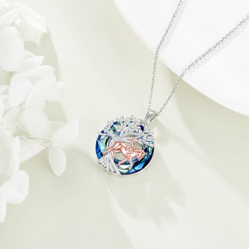 YFN Tree of Life Necklace Sterling Silver Crystal Jewelry Graduation Birthday Gifts for Women - color: Equitation