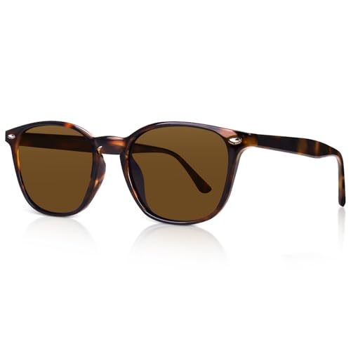 DrRelax Retro Sunglasses Womens Trendy Round Polarized Shades Sun Glasses - color: Tortoise Frame Brown Lens