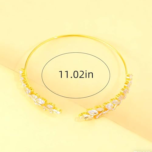 Gold Rhinestone Arm Cuff Bracelet for Women Adjustable Sparkly Upper Arm Cuff Wedding Party Jewelry - color: A2:gold arm cuff