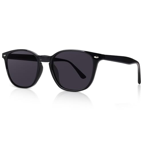 DrRelax Retro Sunglasses Womens Trendy Round Polarized Shades Sun Glasses - color: Black Frame Grey Lens
