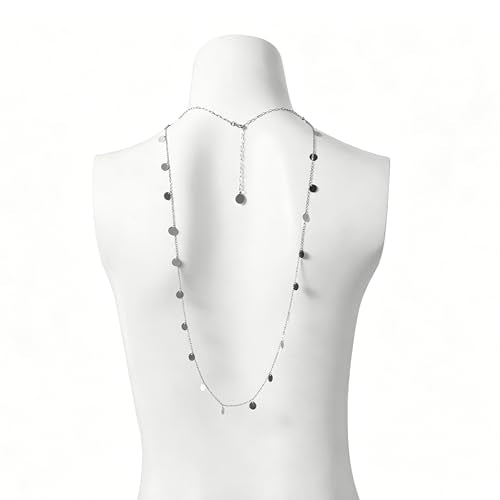 Rhinestone Long Drop Back Chain Jewelry for Women Crystal Back Chain Necklace Gold Plated Body Chain Backdrop Chain Jewelry - style: chain silver