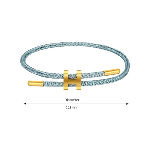 AIMADE Bracelets for Women Adjustable Charm Bracelet, 18k Gold-plated Buckle Design Titanium Steel Wire Rope Women's Gift Jewelry - color: peacock blue