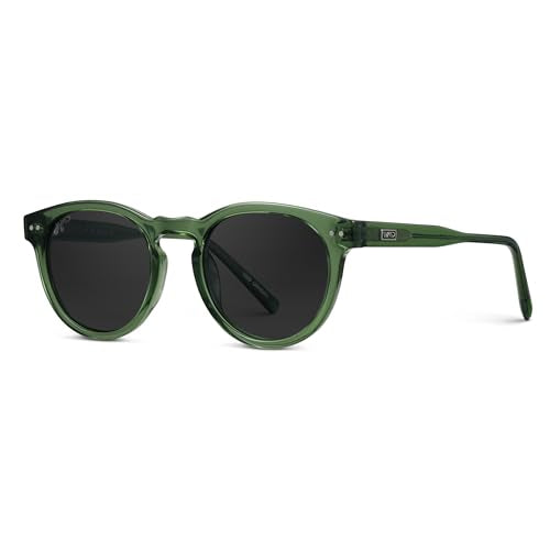 WearMe Pro Round Polarized Sunglasses for Women - Retro Classic UV400 Protection for Driving & Everyday Wear - color: Crystal Green Frame / Black Lens