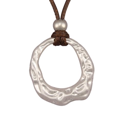 Jeilwiy Leather Necklace for Women Funky Necklace Choker String Cord Necklace with Pendant Boho Style Jewelry - style: Silver Circle Pendant Necklace