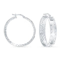 LeCalla 925 Sterling Silver Hoop Earrings for Women | 14K Gold-Plated & Rose Gold-Plated Diamond-Cut Hoop Earrings | Textured Click-Top Hoops Earring Jewelry - color: Yellow Gold DC Textured-30MM