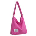 Covelin Women's Retro Large Size Canvas Shoulder Bag Hobo Crossbody Handbag Casual Tote - color: Cerise Pink