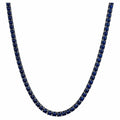 Savlano 18K Gold Plated Cubic Zirconia Round 4.5MM Classic Tennis 18 Inches Chain Necklace For Women & Men Comes With a Gift Box - color: White Gold-Blue CZ
