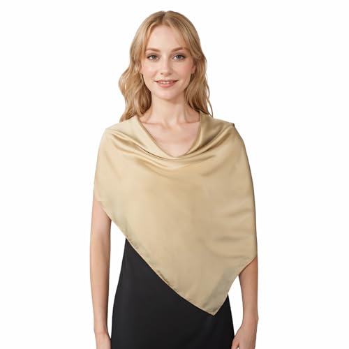 RIIQIICHY 35 Inch Head Scarf for Women Hair Scarf Like Silk Scarf Square Scarf Bandanas for Women - color: Dark Beige