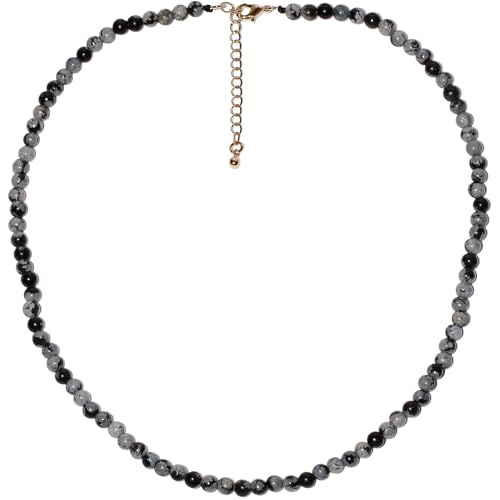 Simple Choker Necklace for Women Real Stone and Crystals Necklaces 4mm Beaded Choker Jewelry Meditation Gift for Women (16"+2") - style: Alabaster