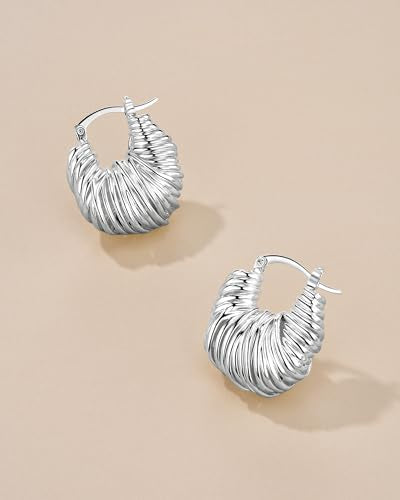 18K Gold Plated Boho Chunky Leaf Floral Geometric Textured Basket Weave Braided Dangling Statement Earrings for Women by SNGIA, Wavy Handmade Trendy Ribbed Fan Dangle Hoop Jewelry Gifts, Summer Round Oval Square African Beachy Vacation Flower Fashion Acce