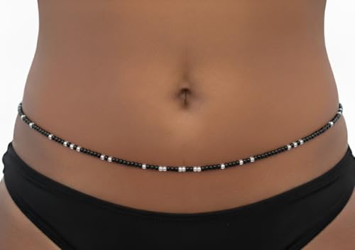 Multicolor Clear Variety Waist Beads, 44-Inch Tie-On Strand - color: Black